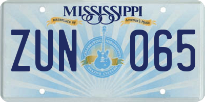 MS license plate ZUN065