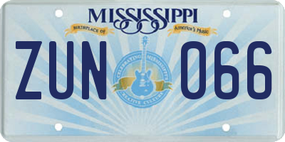 MS license plate ZUN066
