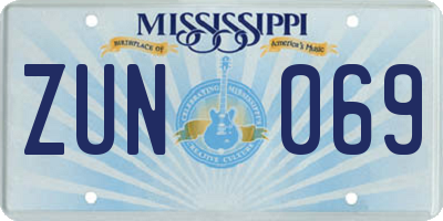MS license plate ZUN069