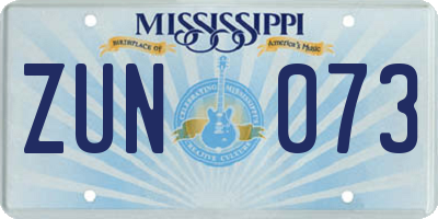 MS license plate ZUN073