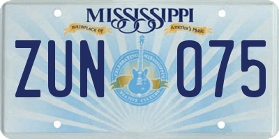 MS license plate ZUN075