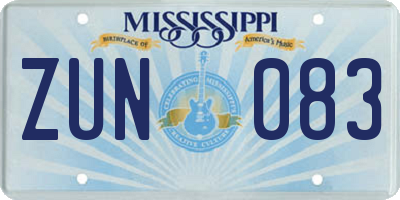 MS license plate ZUN083