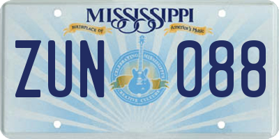 MS license plate ZUN088