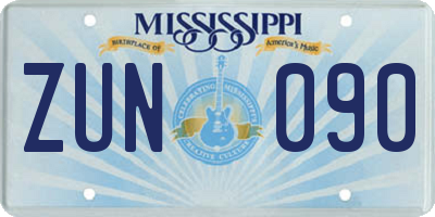 MS license plate ZUN090