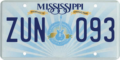 MS license plate ZUN093