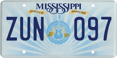MS license plate ZUN097