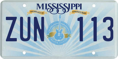 MS license plate ZUN113
