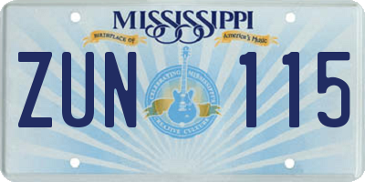 MS license plate ZUN115