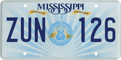 MS license plate ZUN126