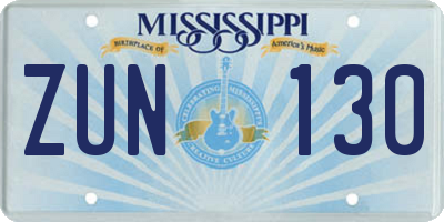 MS license plate ZUN130