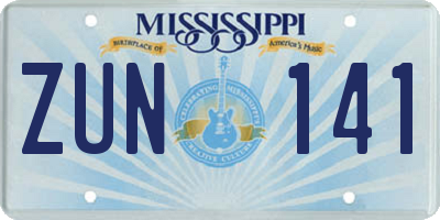 MS license plate ZUN141