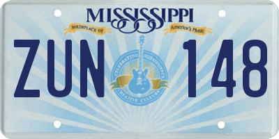 MS license plate ZUN148