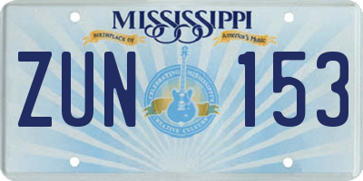 MS license plate ZUN153