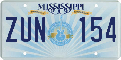 MS license plate ZUN154
