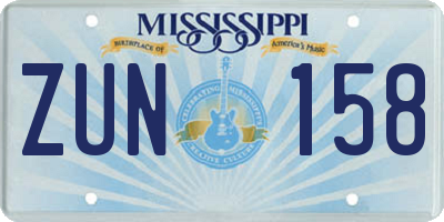MS license plate ZUN158