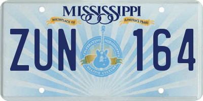 MS license plate ZUN164