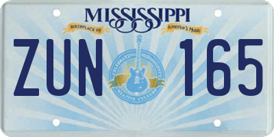 MS license plate ZUN165
