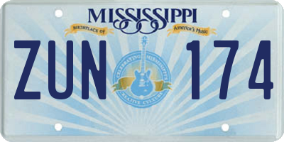 MS license plate ZUN174