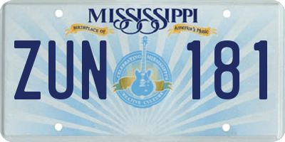 MS license plate ZUN181