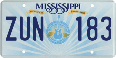 MS license plate ZUN183