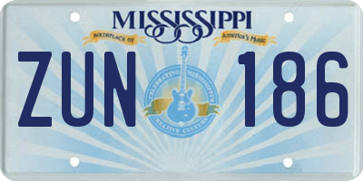 MS license plate ZUN186