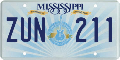 MS license plate ZUN211