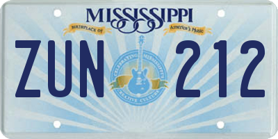 MS license plate ZUN212