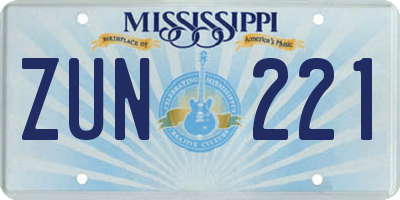 MS license plate ZUN221