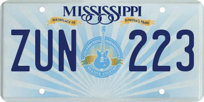 MS license plate ZUN223