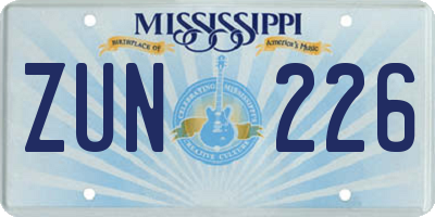 MS license plate ZUN226