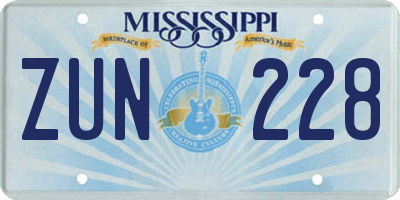 MS license plate ZUN228