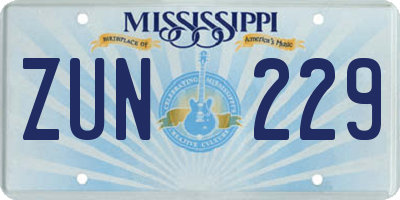 MS license plate ZUN229
