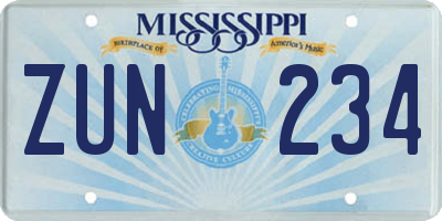 MS license plate ZUN234