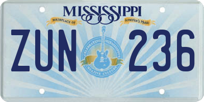 MS license plate ZUN236