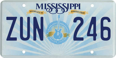 MS license plate ZUN246