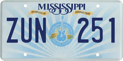 MS license plate ZUN251