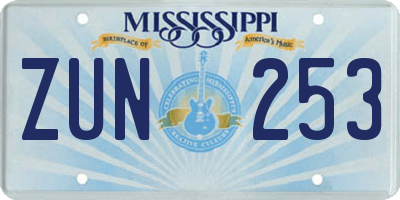 MS license plate ZUN253
