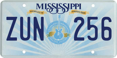 MS license plate ZUN256