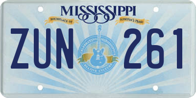 MS license plate ZUN261