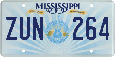 MS license plate ZUN264
