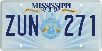 MS license plate ZUN271