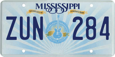 MS license plate ZUN284
