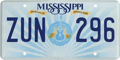 MS license plate ZUN296