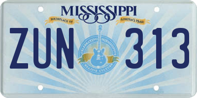 MS license plate ZUN313