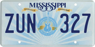 MS license plate ZUN327