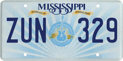 MS license plate ZUN329