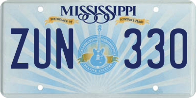 MS license plate ZUN330