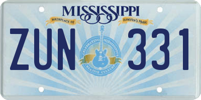 MS license plate ZUN331
