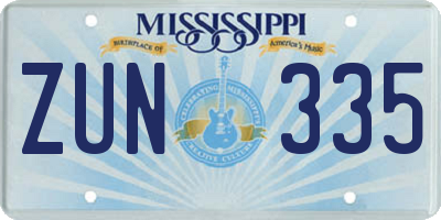 MS license plate ZUN335
