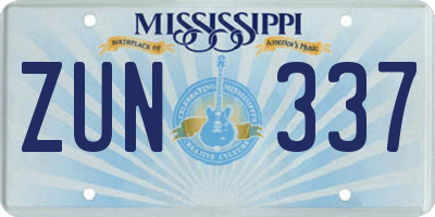 MS license plate ZUN337
